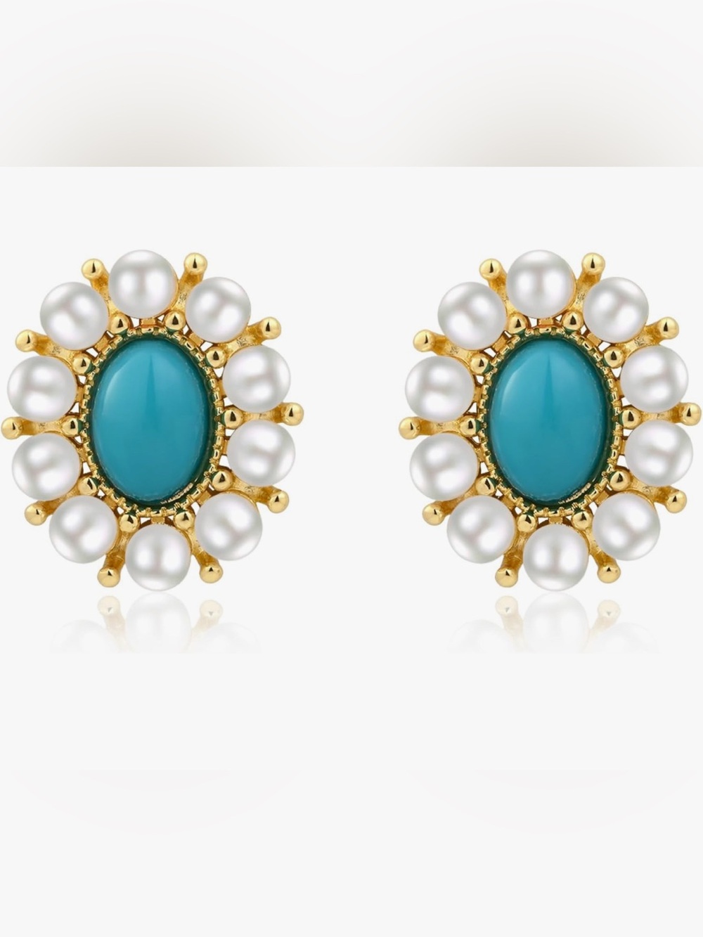Gorgeous Neiman Marcus 14KT Dip Turquoise Pearl stud Earrings